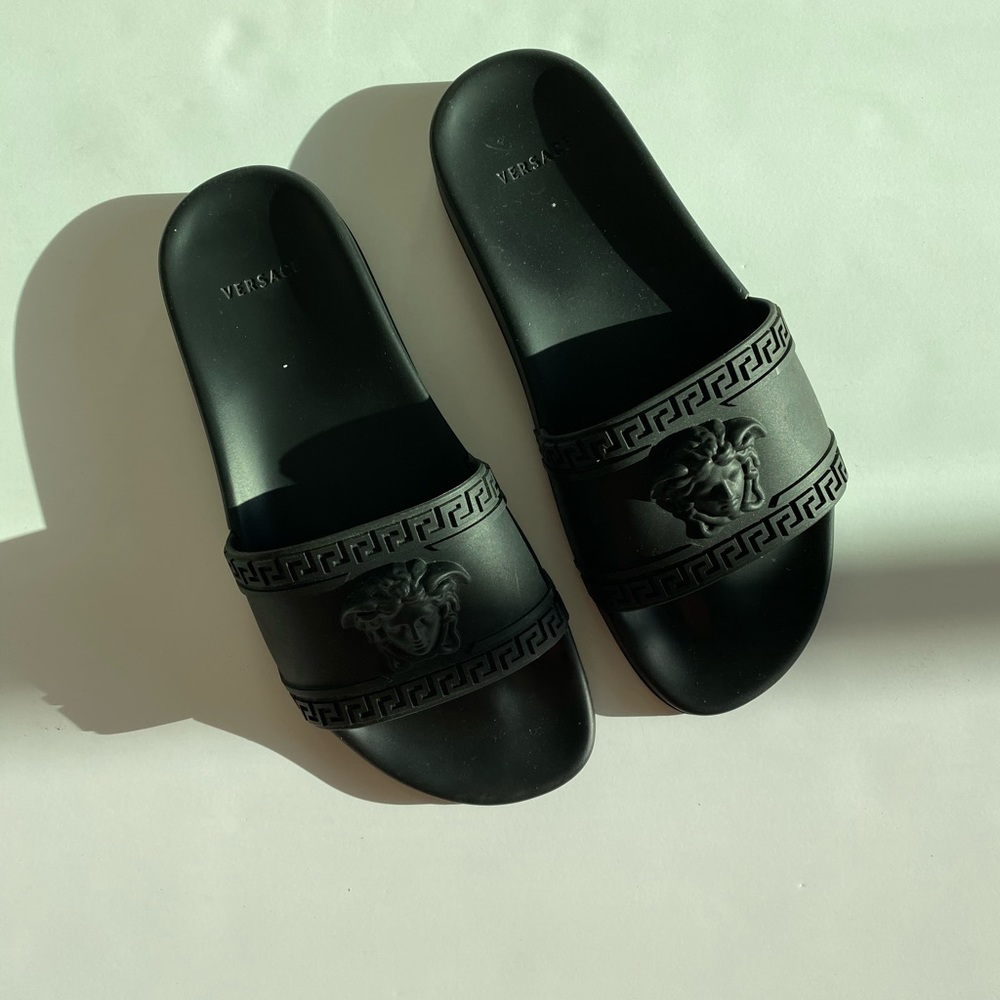 Versace Medusa & Greek Key Shower Slide Sandals